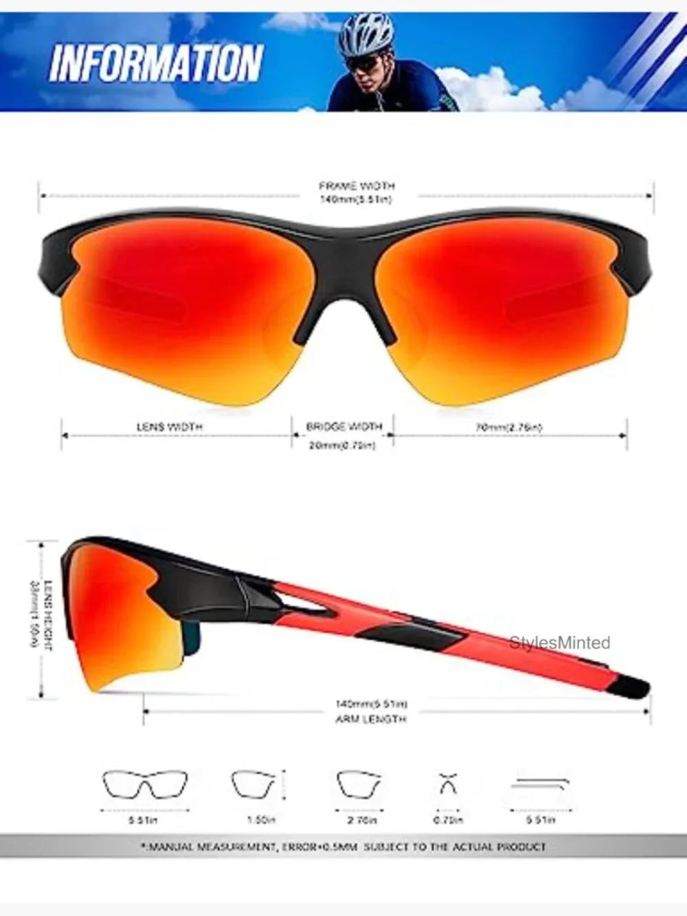 Polarized Sports Sunglasses Wrap Around UV Protection Baseball Softball